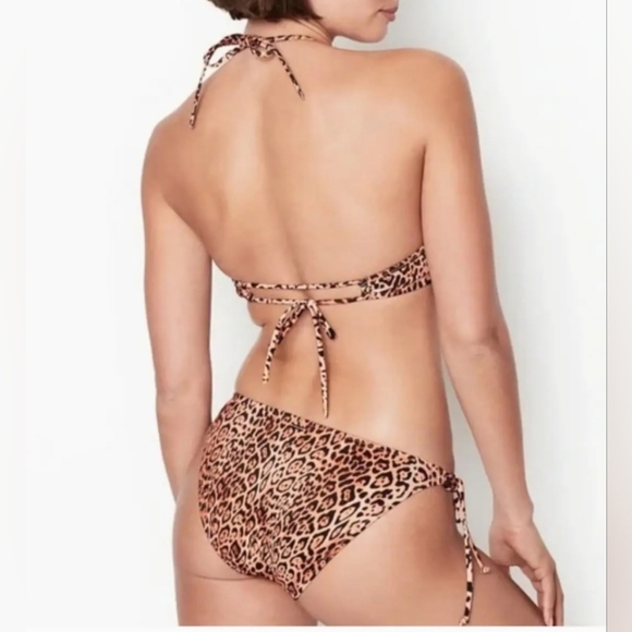 Victoria's secret two piece swimsuit bikini set leopard print strappy size 34B/M - Picture 8 of 15